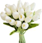 20 white faux tulips