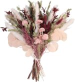 Pale pink and burgundy dried flower bouquet