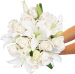Elegant White Lily and Rose Bouquet - Image 2