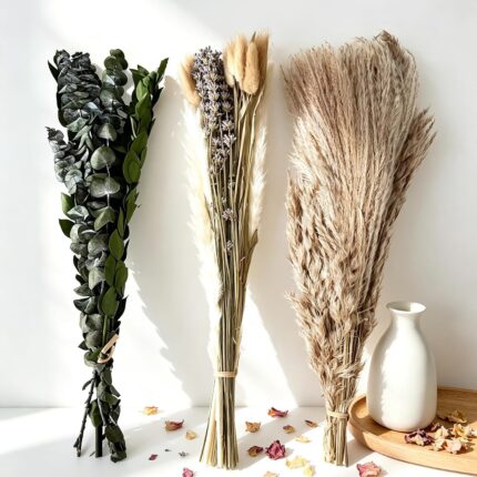 Dried pampas grass and eucalyptus bouquet