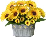 Potted artificial sunflower