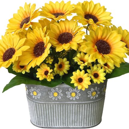 Potted artificial sunflower